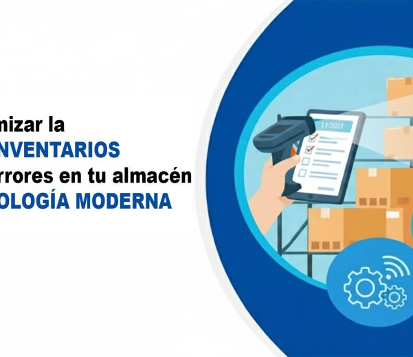 Banner corporativo de DMS Perú con trabajador escaneando cajas en almacén – Software de Toma de Inventarios