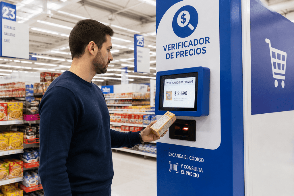 Kiosco consulta de precios retail en supermercado